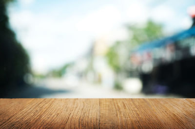 Close-up of wooden table