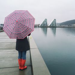 Woman standing in water