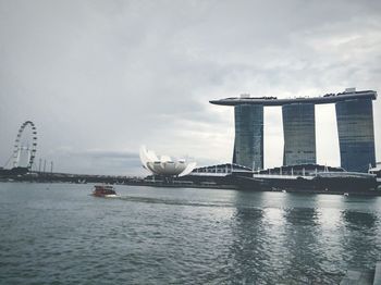 City skyline with river in background