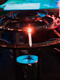 Close-up of illuminated candle