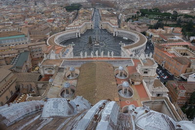 High angle view of statue in city