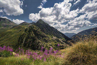 Scenic view of mountains against sky