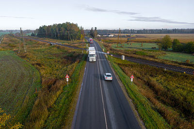Panoramic view of road amidst landscape against sky