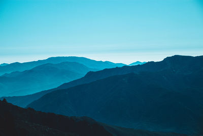 Scenic view of mountains against clear sky