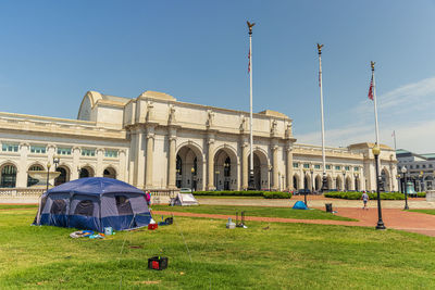 Built structure against clear blue sky