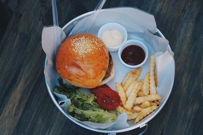 Close-up of food in plate on table