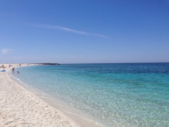 Scenic view of sea against blue sky