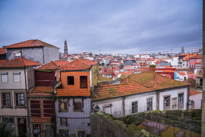 High angle view of townscape against sky