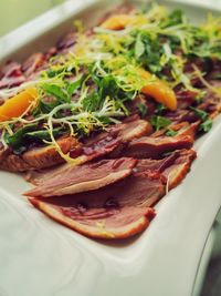 High angle view of meal served in plate