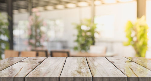 Close-up of wooden table