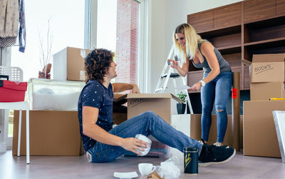 Young couple relocating home