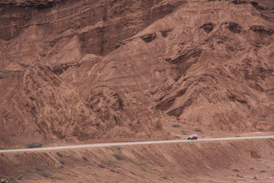 Tire tracks on desert road