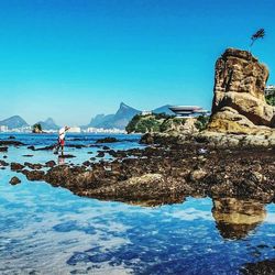 Scenic view of sea against clear sky