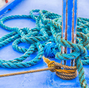 Close-up of rope tied to boat