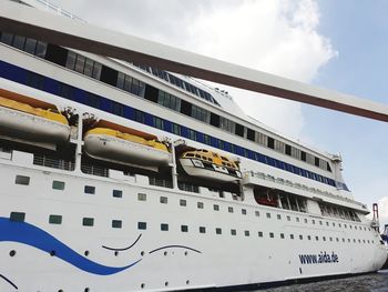 Low angle view of ship against sky