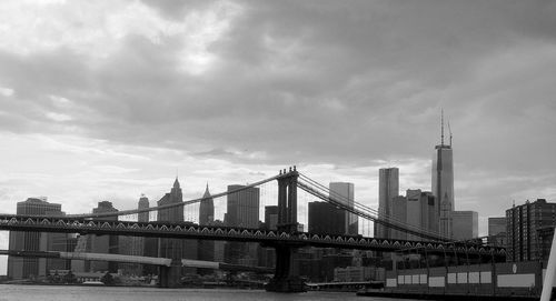 Cityscape against cloudy sky