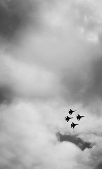 Low angle view of birds flying against sky