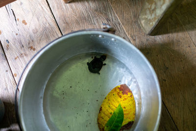 High angle view of food on table