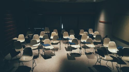 Empty chairs in a row