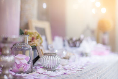 Close-up of wine glass on table