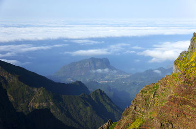 Aerial view of mountain range