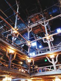 Low angle view of illuminated ceiling