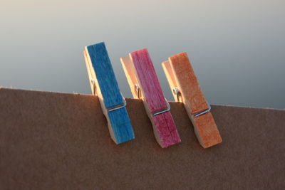 High angle view of multi colored pencils on table