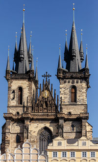 Low angle view of temple building against clear sky