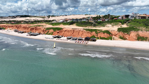 High angle view of beach against sky