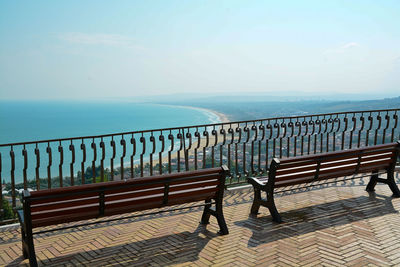 Scenic view of sea against clear sky