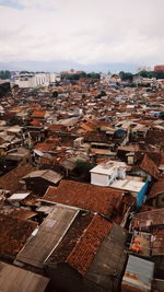 High angle view of cityscape against sky