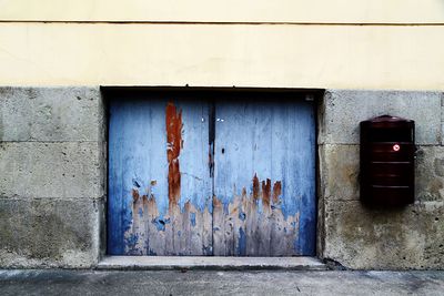 Closed door of building