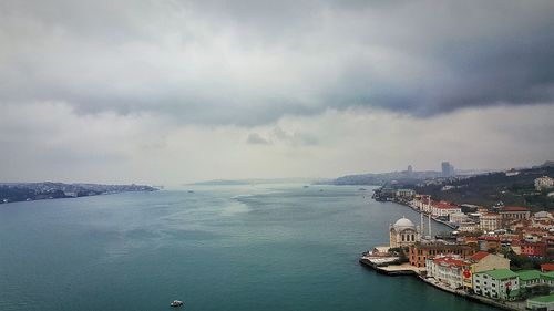 Scenic view of sea against dramatic sky