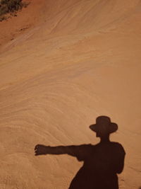 Shadow of man on sand