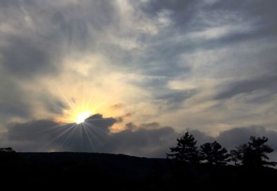 Low angle view of cloudy sky at sunset