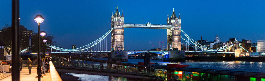 View of suspension bridge at night