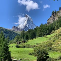 Scenic view of matterhorn against sky in switzerland