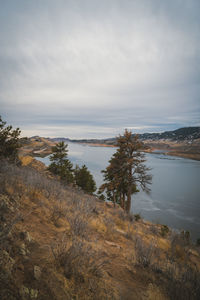 Scenic view of lake against sky