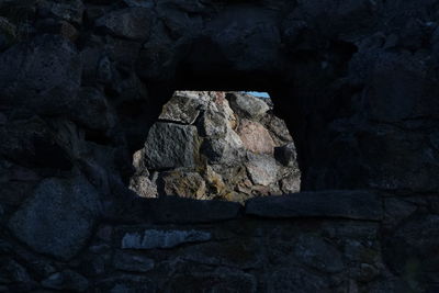 Low angle view of rock formation