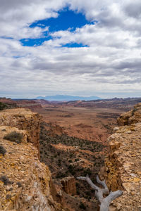 View of landscape against cloudy sky