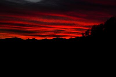 Silhouette landscape against sky during sunset