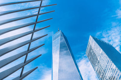 Amazing view on new york city skyscrapers in downtown manhattan, usa