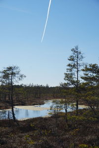 Scenic view of lake against clear sky