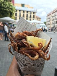 Freshly deep-fried octopus