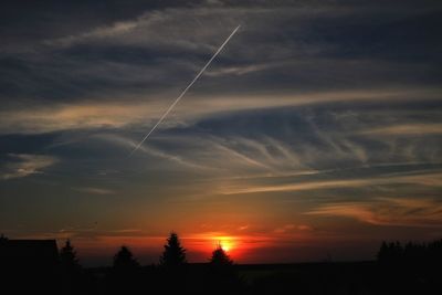 Silhouette landscape against sky during sunset