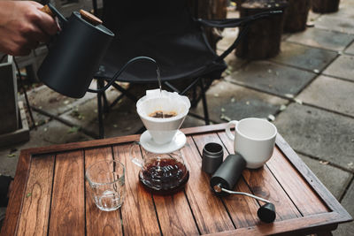 Coffee cup on table at cafe