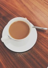 High angle view of coffee on table