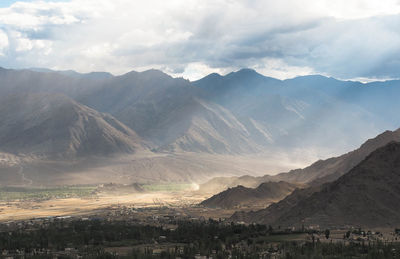 Scenic view of mountains against sky