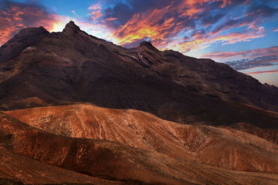 Scenic view of mountain against cloudy sky