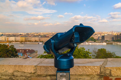 Touristic telescope at buda castle in budapest